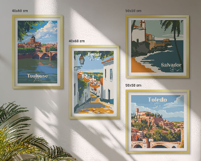 Set 4 slik v okvirju Retro mestna grafika