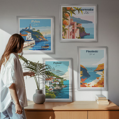 Pripravljena stenska galerija Retro pokrajine v slikovitem slogu