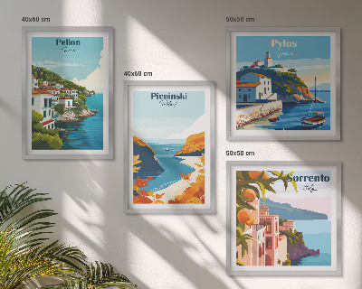 Pripravljena stenska galerija Retro pokrajine v slikovitem slogu