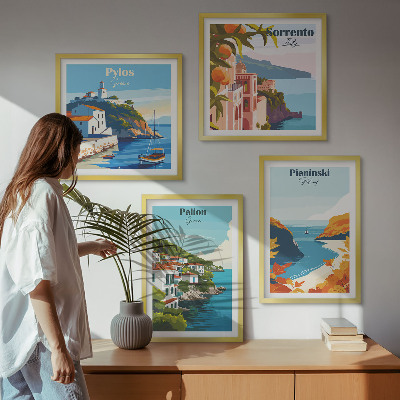 Pripravljena stenska galerija Retro pokrajine v slikovitem slogu