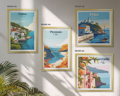 Pripravljena stenska galerija Retro pokrajine v slikovitem slogu