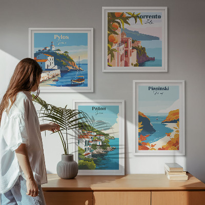 Pripravljena stenska galerija Retro pokrajine v slikovitem slogu