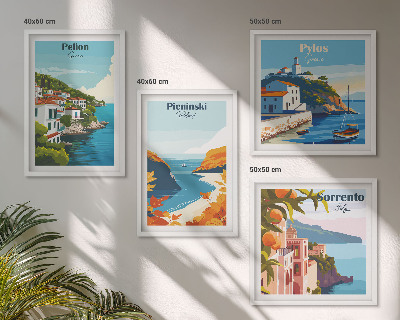 Pripravljena stenska galerija Retro pokrajine v slikovitem slogu
