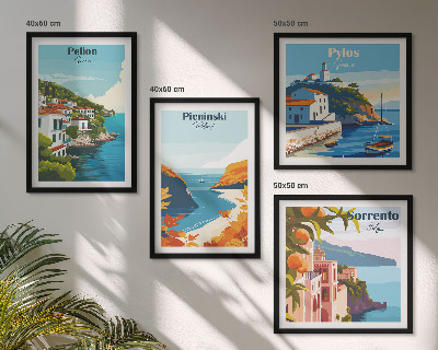 Pripravljena stenska galerija Retro pokrajine v slikovitem slogu