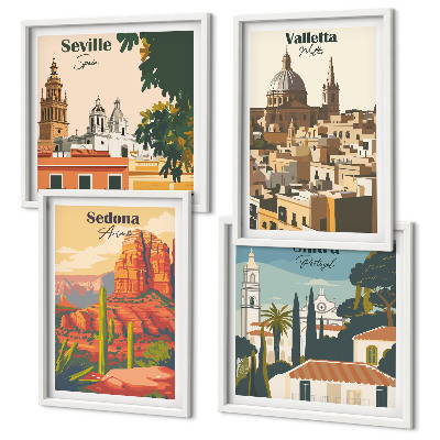 Set 4 slik v okvirju Retro mestne krajine Sedona Sintra