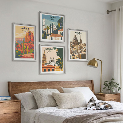 Set 4 slik v okvirju Retro mestne krajine Sedona Sintra