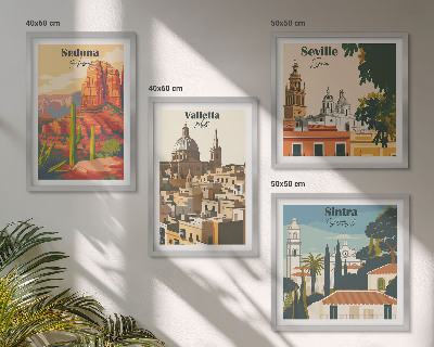 Set 4 slik v okvirju Retro mestne krajine Sedona Sintra