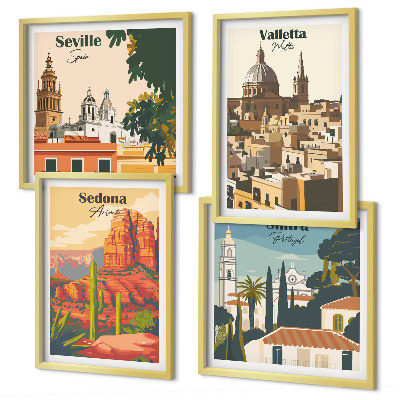 Set 4 slik v okvirju Retro mestne krajine Sedona Sintra
