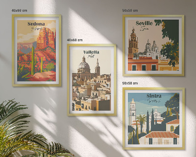 Set 4 slik v okvirju Retro mestne krajine Sedona Sintra