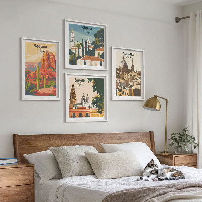 Set 4 slik v okvirju Retro mestne krajine Sedona Sintra