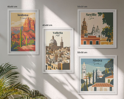Set 4 slik v okvirju Retro mestne krajine Sedona Sintra