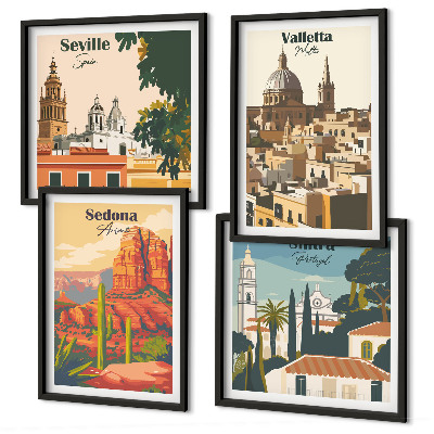 Set 4 slik v okvirju Retro mestne krajine Sedona Sintra