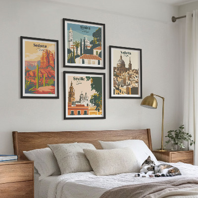 Set 4 slik v okvirju Retro mestne krajine Sedona Sintra