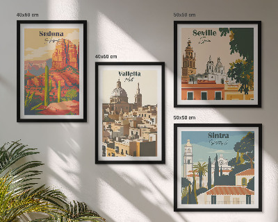Set 4 slik v okvirju Retro mestne krajine Sedona Sintra