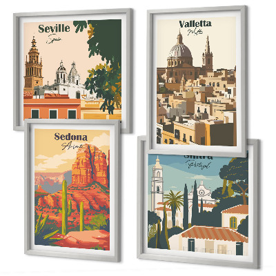 Set 4 slik v okvirju Retro mestne krajine Sedona Sintra