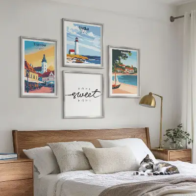 Komplet slik nad zofo motiv poljskih mest Ustka, Tarnów in Sopot