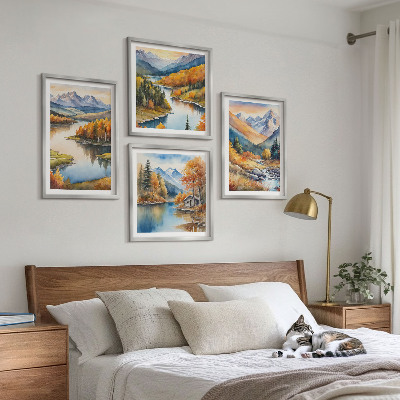 Pripravljena stenska galerija Gorski razgledi reka jesen