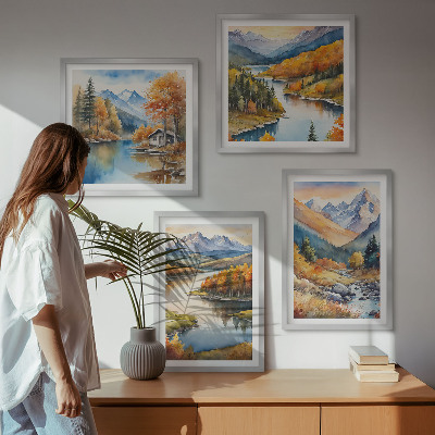 Pripravljena stenska galerija Gorski razgledi reka jesen