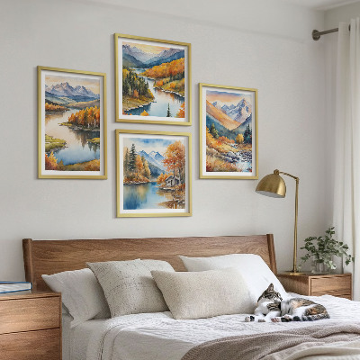 Pripravljena stenska galerija Gorski razgledi reka jesen