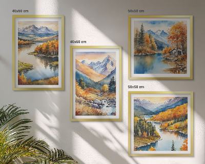 Pripravljena stenska galerija Gorski razgledi reka jesen