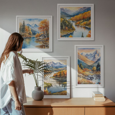Pripravljena stenska galerija Gorski razgledi reka jesen