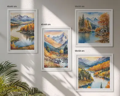 Pripravljena stenska galerija gorski razgledi in jesenska reka