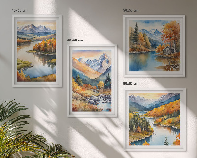 Pripravljena stenska galerija Gorski razgledi reka jesen