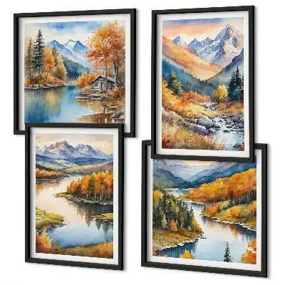 Pripravljena stenska galerija gorski razgledi in jesenska reka