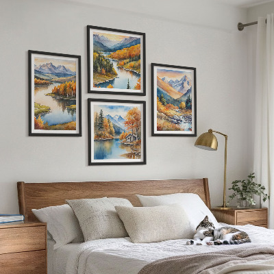 Pripravljena stenska galerija Gorski razgledi reka jesen