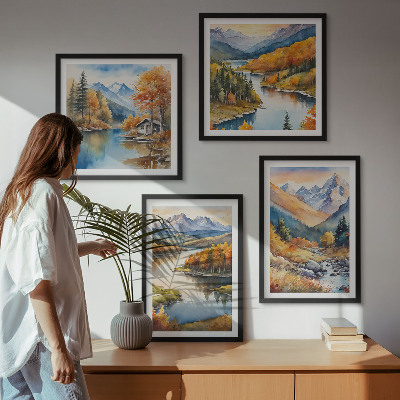 Pripravljena stenska galerija Gorski razgledi reka jesen