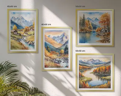 Komplet 4 slik v okvirju jesenske naravne pokrajine