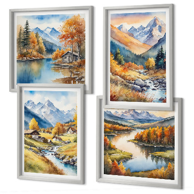 Set 4 slik v okvirju Jesenske pokrajine narave