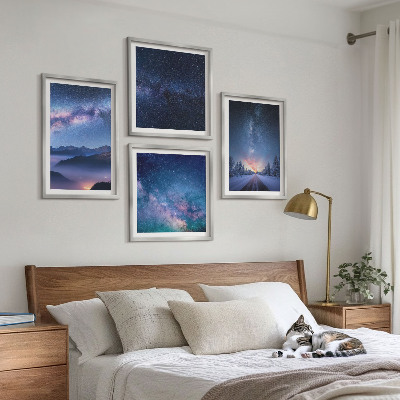 Pripravljena stenska galerija Nočno nebo gore zima vesolje