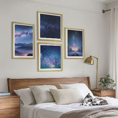 Pripravljena stenska galerija Nočno nebo gore zima vesolje