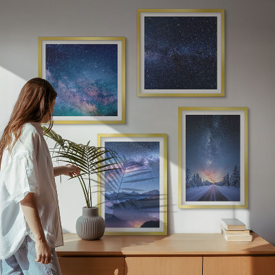 Pripravljena stenska galerija Nočno nebo gore zima vesolje