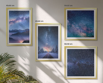 Pripravljena stenska galerija Nočno nebo gore zima vesolje
