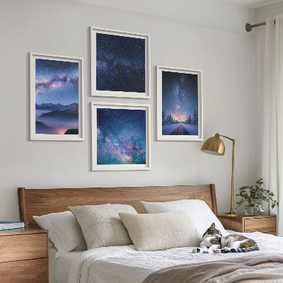 Pripravljena stenska galerija Nočno nebo gore zima vesolje