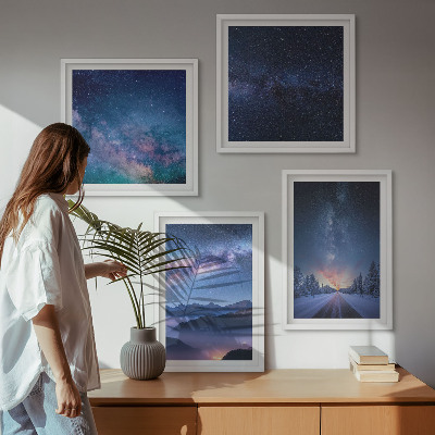 Pripravljena stenska galerija Nočno nebo gore zima vesolje