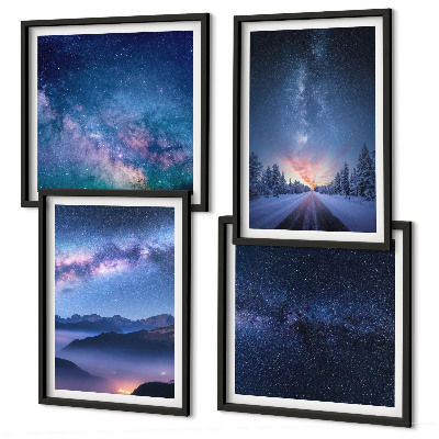 Pripravljena stenska galerija Nočno nebo gore zima vesolje