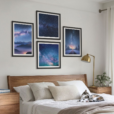 Pripravljena stenska galerija Nočno nebo gore zima vesolje