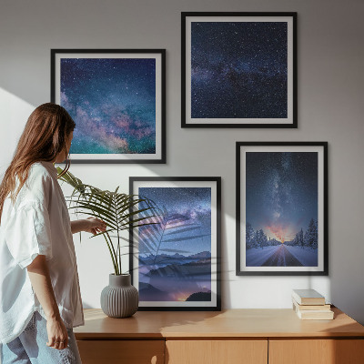 Pripravljena stenska galerija Nočno nebo gore zima vesolje