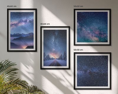 Pripravljena stenska galerija Nočno nebo gore zima vesolje