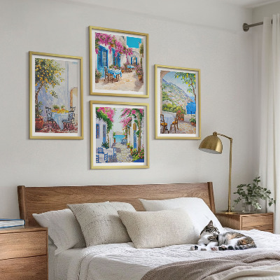 Set 4 slik v okvirju Očarljive ulice z rastlinami