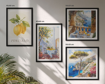 Pripravljena stenska galerija Pogledi na arhitekturo limone v Positanu