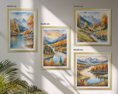 Komplet slik nad zofo Jesenska gorska koča ob reki