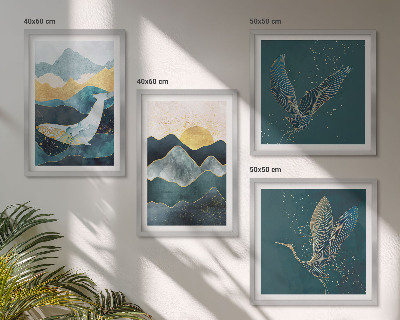 Pripravljena stenska galerija Abstraktne gore žerjavov
