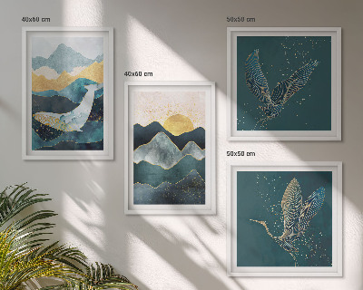 Pripravljena stenska galerija Abstraktne gore žerjavov