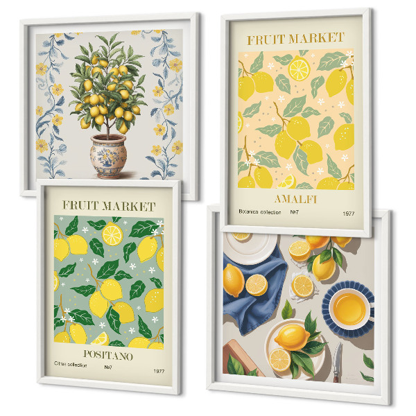 Set 4 slik v okvirju Citrusi Italija