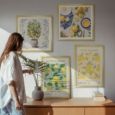 Set 4 slik v okvirju Citrusi Italija