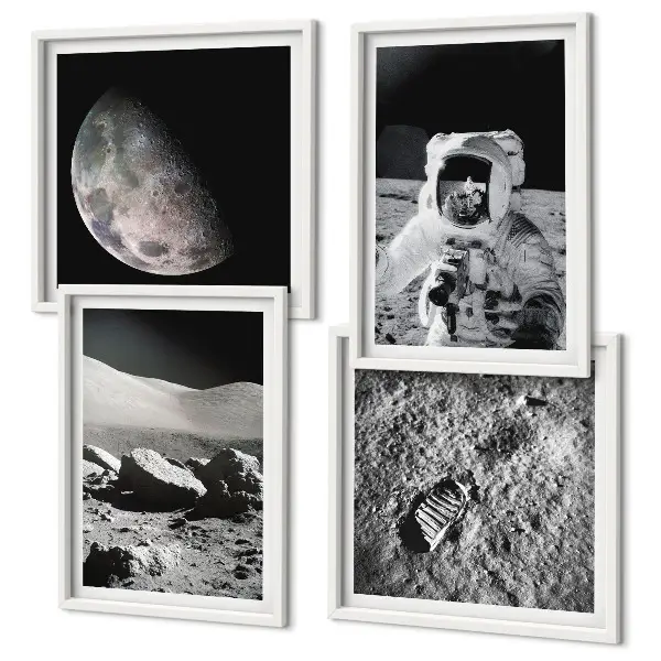 Komplet slik nad zofo motiv astronavta na Luni